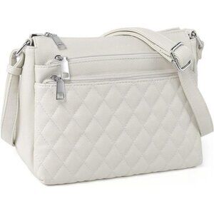 Womens crossbody bag medium shoulder purse multi zipper pocket PU leather bag